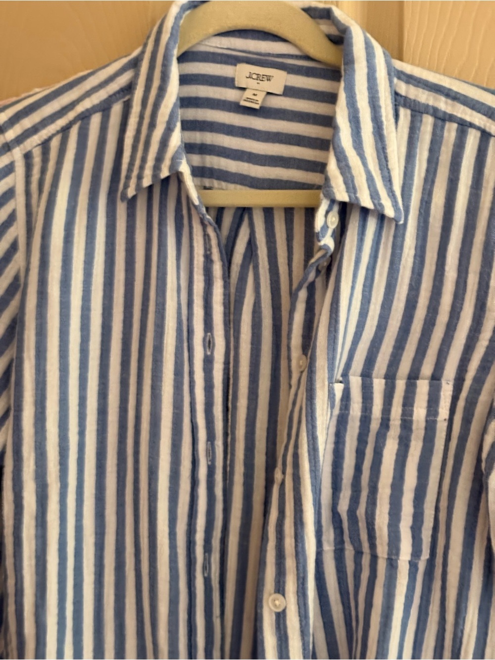 J. Crew Blue and White Striped Cotton Button-Down Shirt